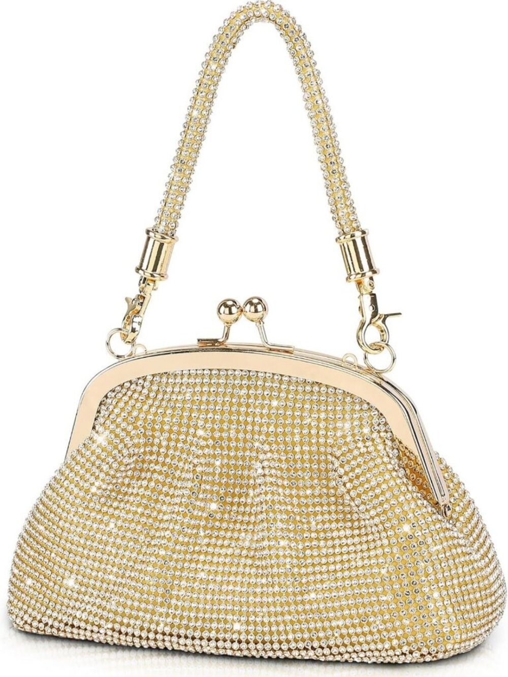 Sparkly Silver Clutch Purse for Women, Rhinestone Evening Bag for 1920s Party
